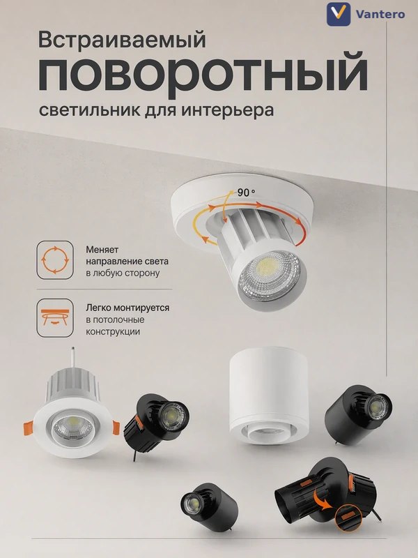 Встраиваемый поворотный светильник для интерьера — OEM-модель