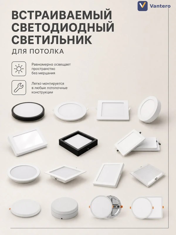 Встраиваемый светодиодный светильник для потолка — OEM-модель